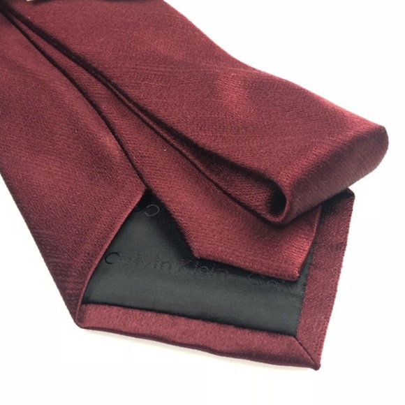 $125 CALVIN KLEIN Men's NECK TIE RED Black SLIM - Picture 4 of 7